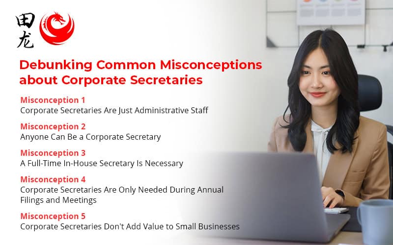 Infographic on corporate secretary misconceptions.